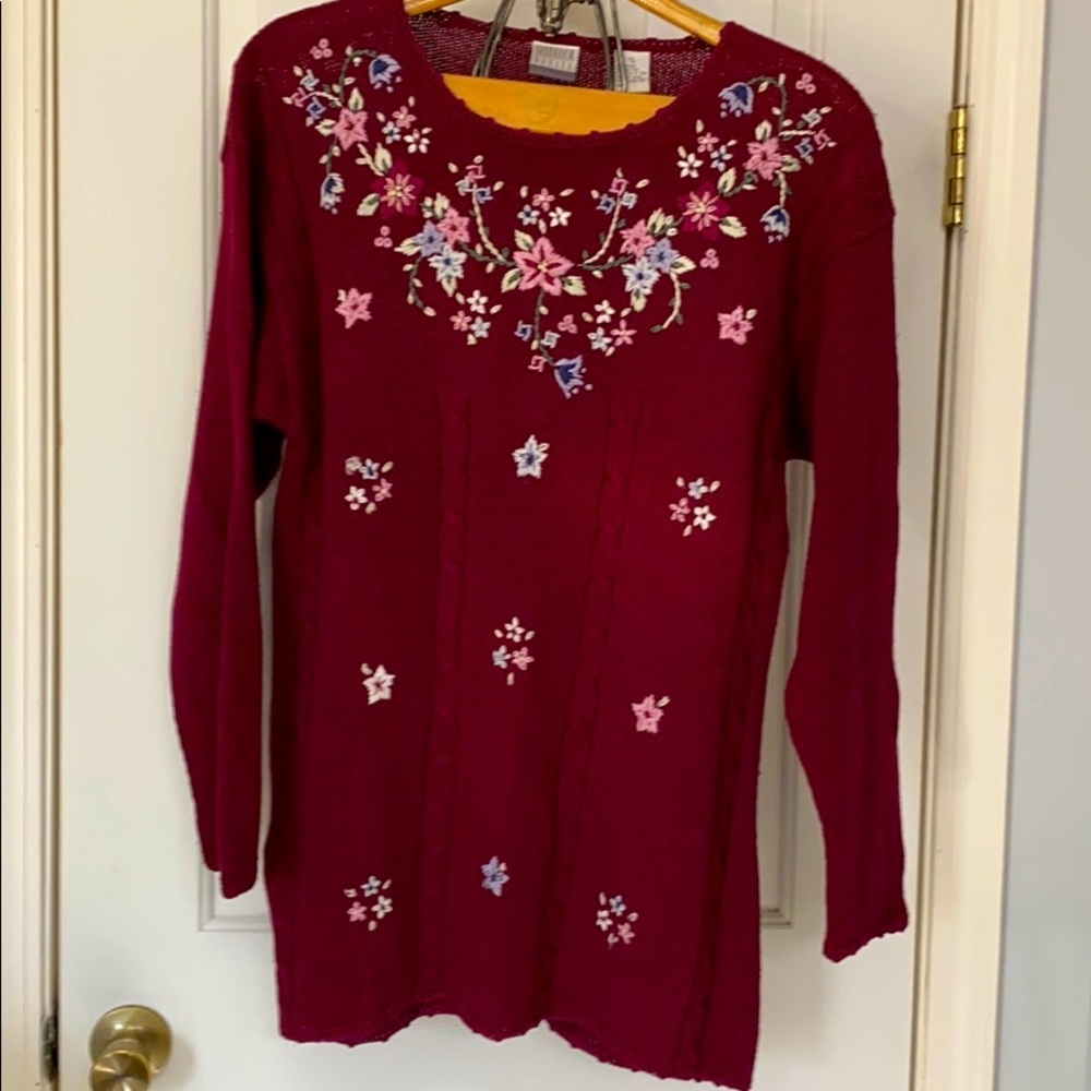 Beautifully Embroidered Sweater Size M Petite